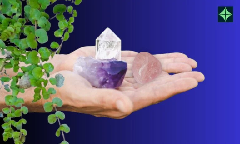 Rose Quartz and Amethyst together in the hands