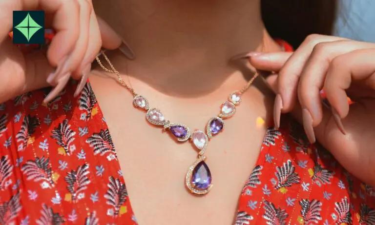 Girls wear amethyst crystal necklace