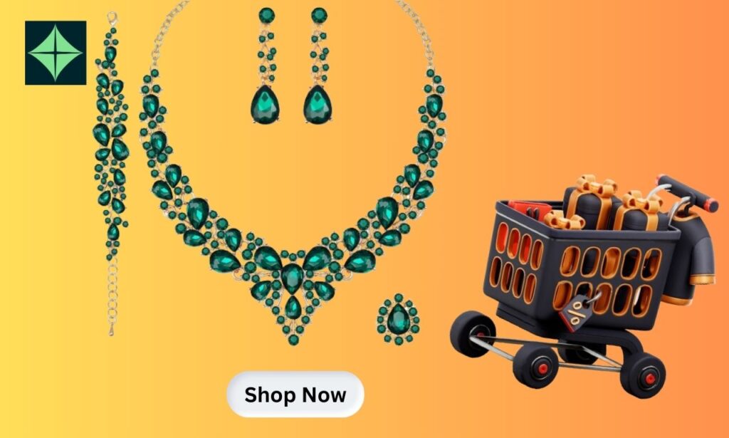 Green Crystal Necklace with shopping